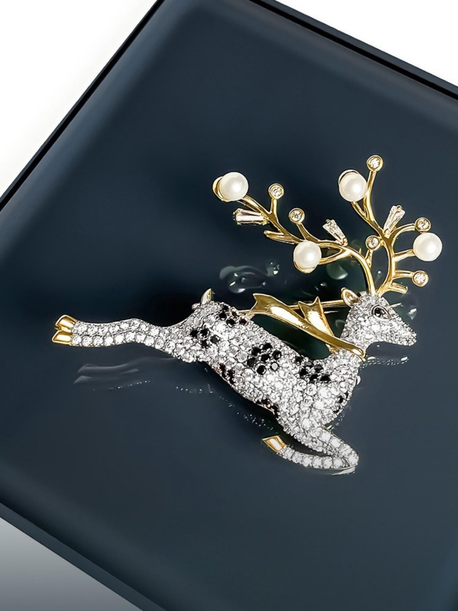 Golden Rudolph Brooch