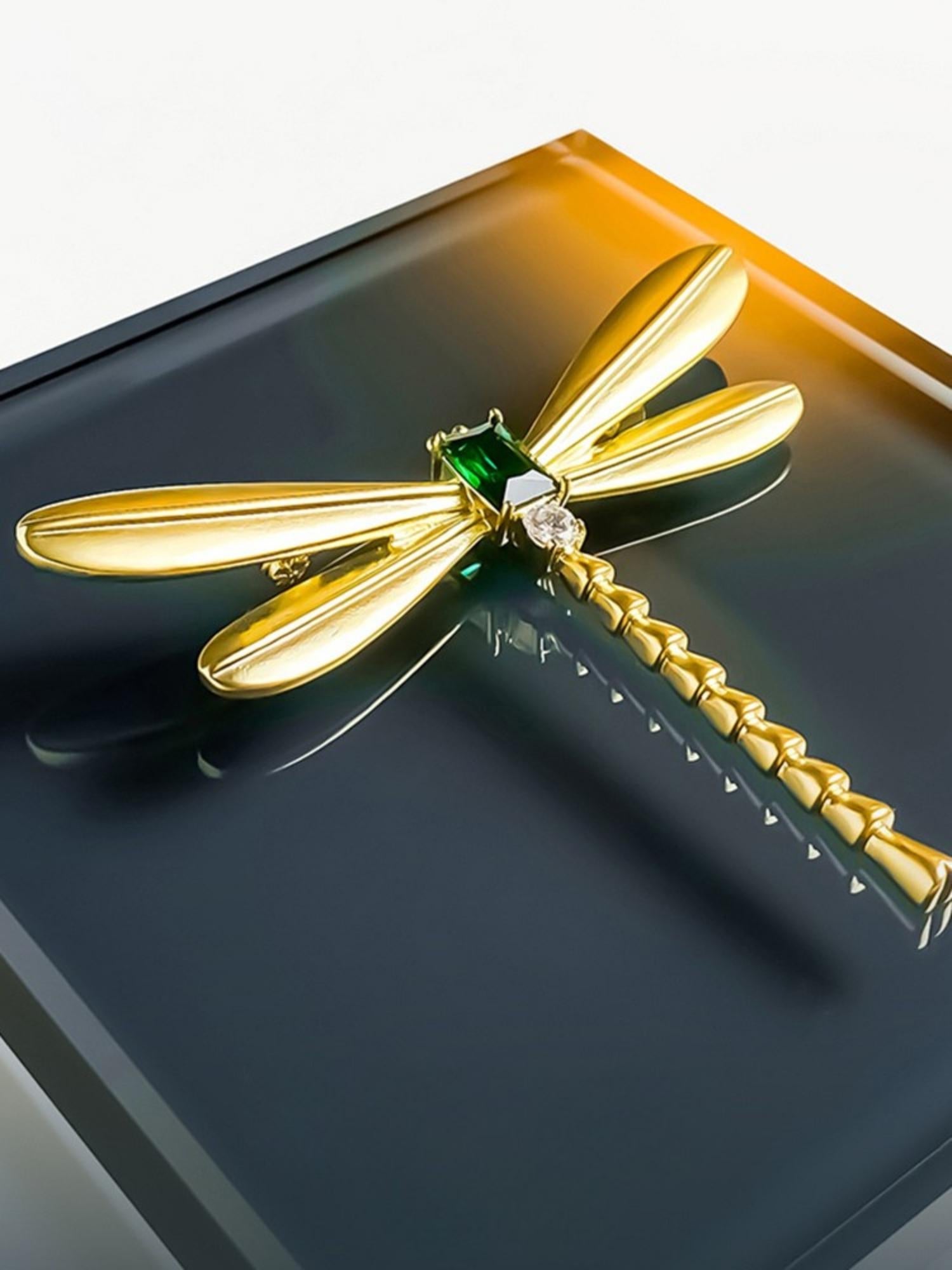 Golden Dragonfly Brooch