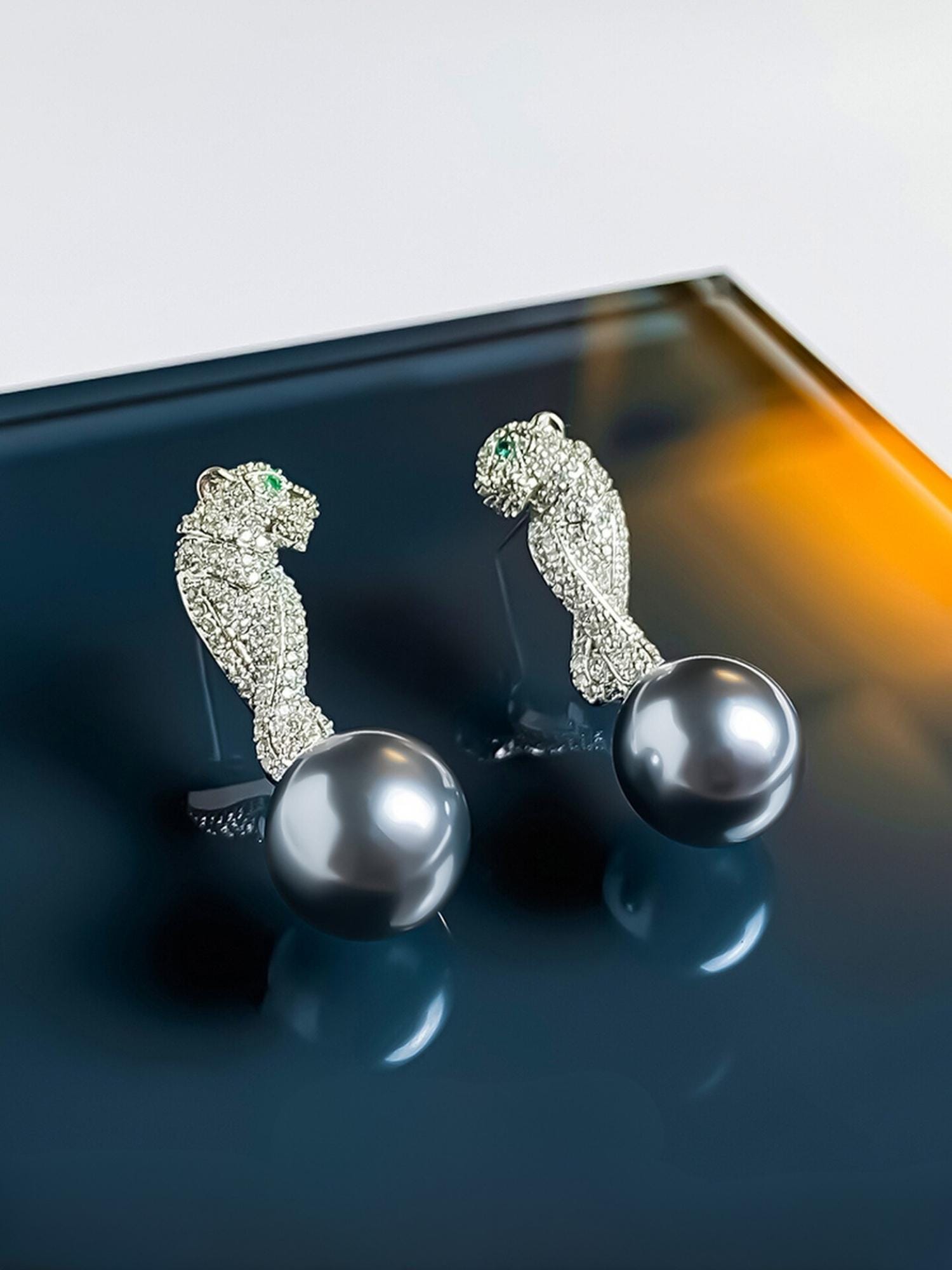 Panther with Pearl Earrings