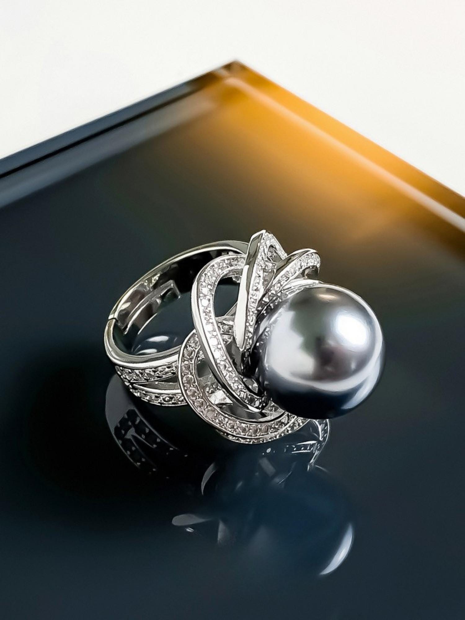 Pearl Pavé Swirl Ring
