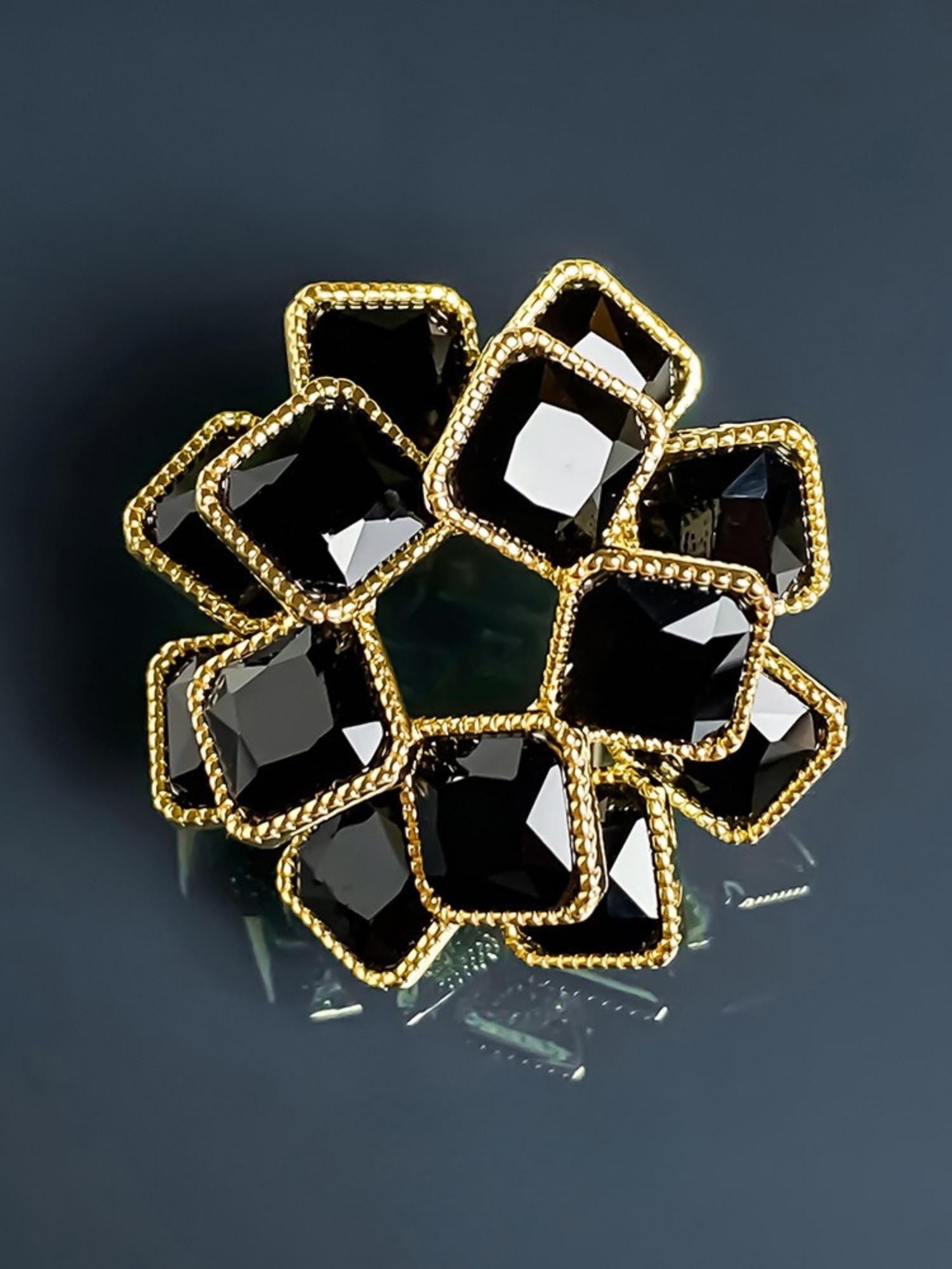 Black Onyx Floral Earrings