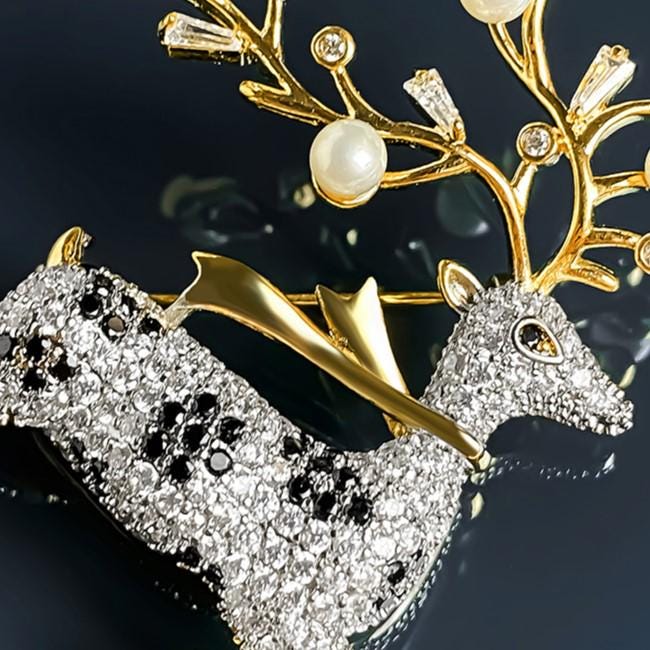 Golden Rudolph Brooch