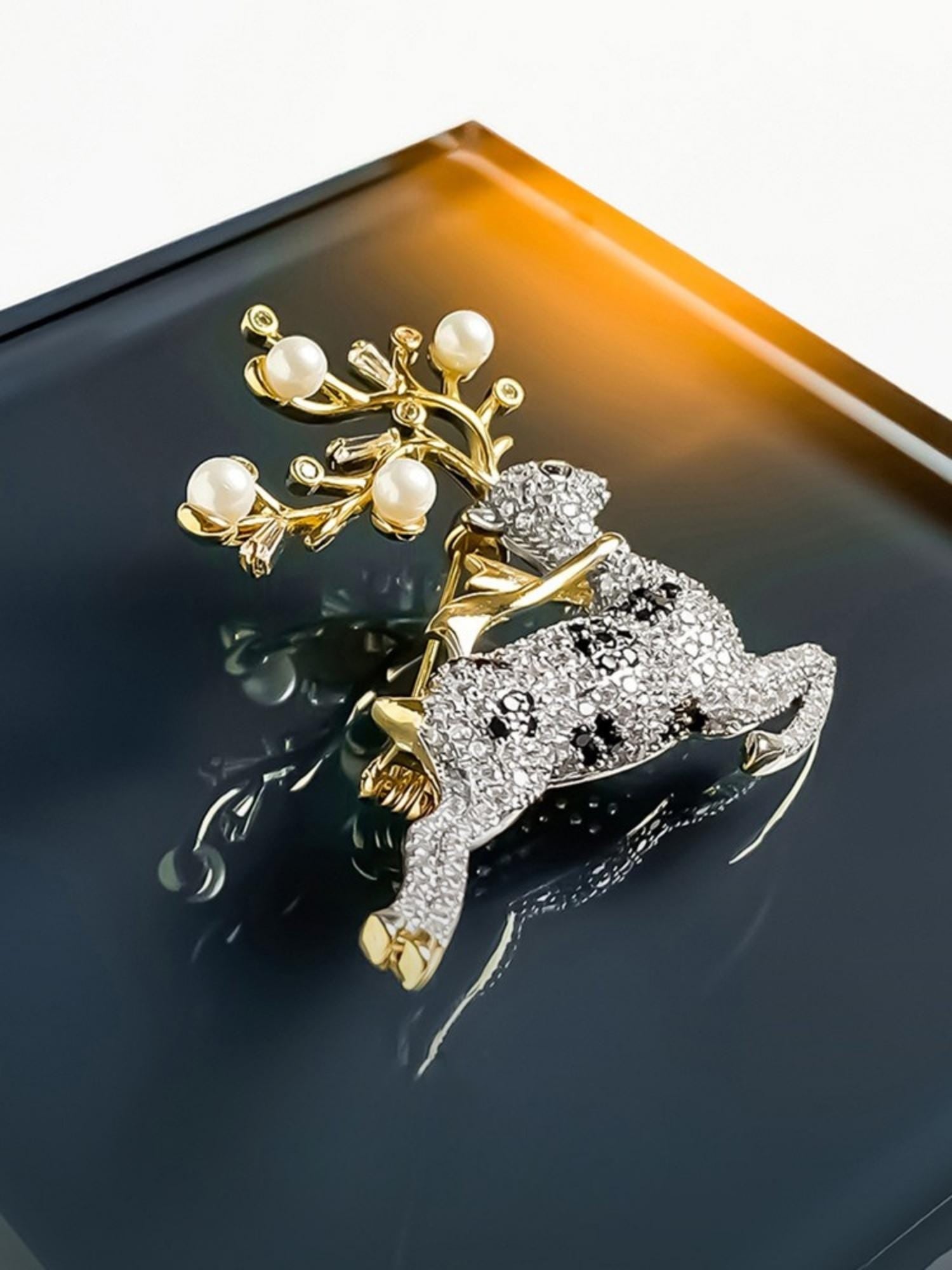 Golden Rudolph Brooch