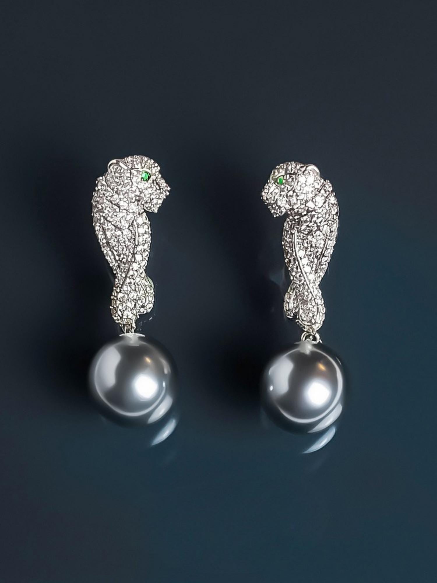 Panther with Pearl Earrings