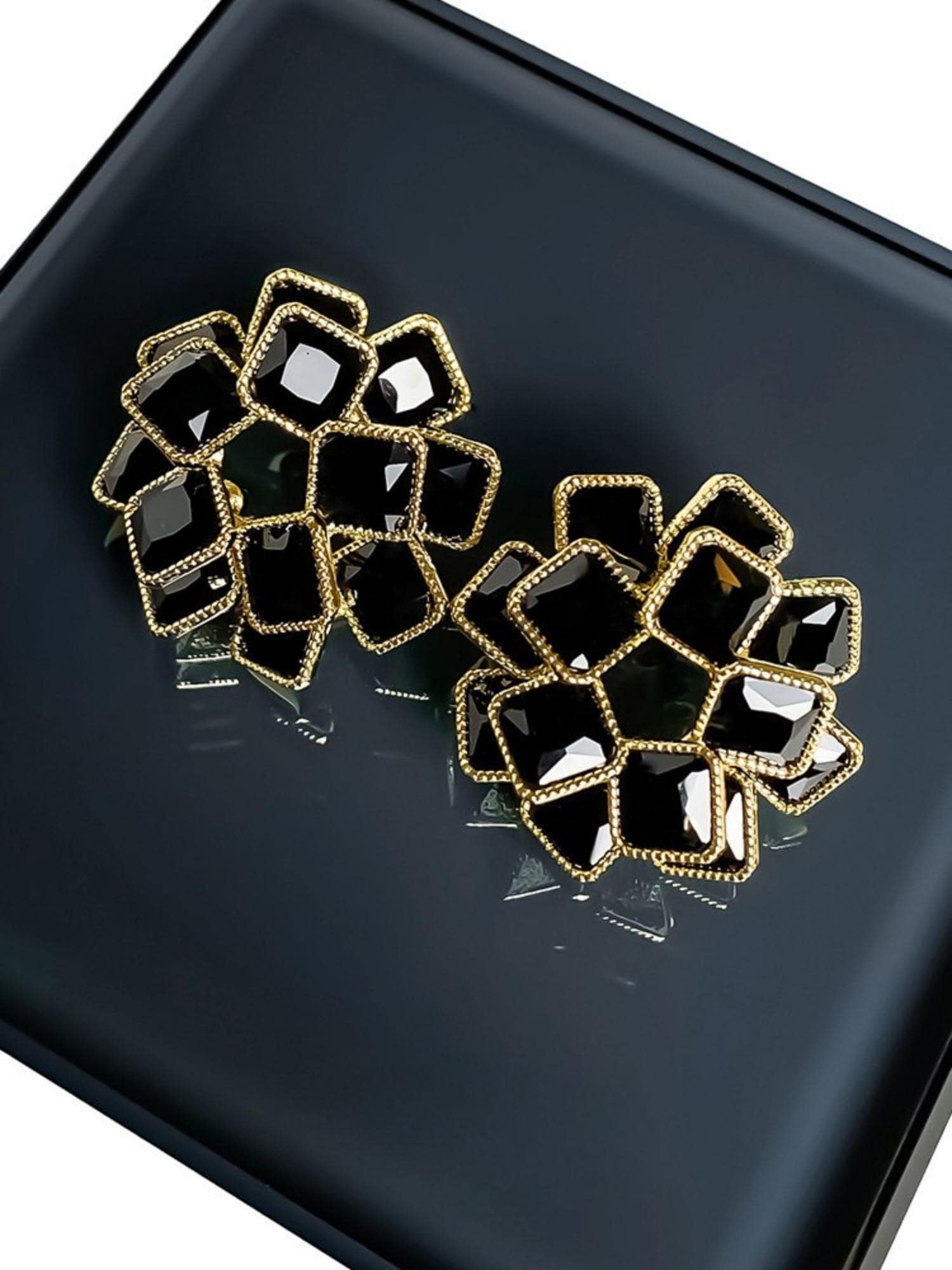 Black Onyx Floral Earrings